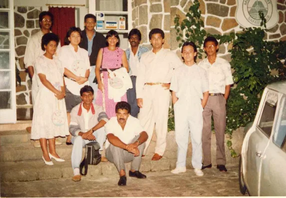 Team at the Safari Club, around 1990, Logos, Team through the years, Logos Publicity Ltd, Mauritius