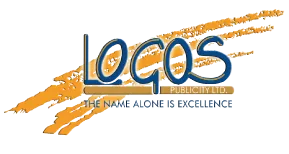 Early brushstroke Logos wordmark, 1992, Logos, Graphic evolution, Logos Publicity Ltd, Mauritius