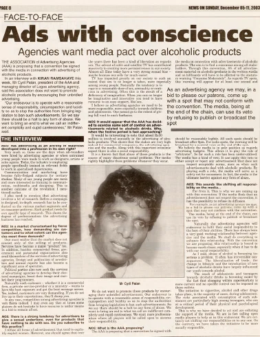News on Sunday: Ads with conscience, 2003, Logos, Press excerpts, Logos Publicity Ltd, Mauritius
