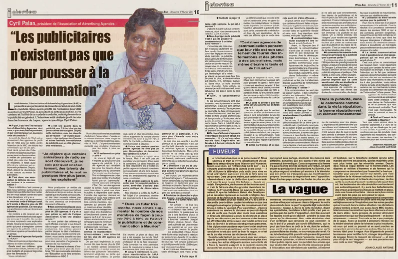 Week-End: more than hard sell, 2011, Logos, Press excerpts, Logos Publicity Ltd, Mauritius