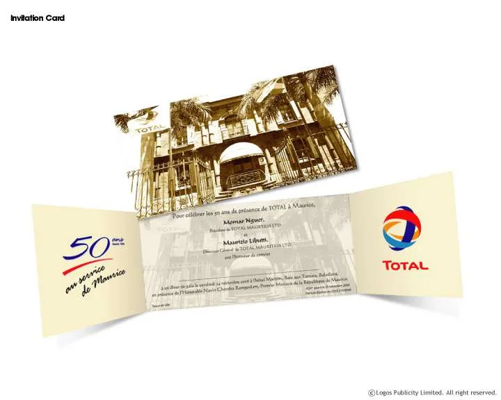 Total Mauritius 50th anniversary invitation, 2006, Total, Campaigns, Logos Publicity Ltd, Mauritius