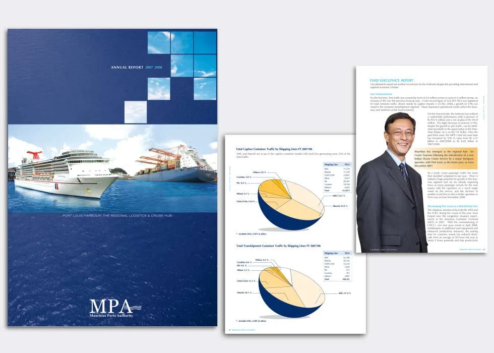 Mauritius Ports Authority annual report, 2012, MPA, Annual reports, Logos Publicity Ltd, Mauritius
