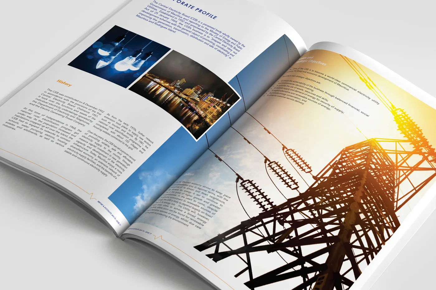CEB “Powering the Nation” — infrastructure spread, 2017, CEB, Annual reports, Logos Publicity Ltd, Mauritius