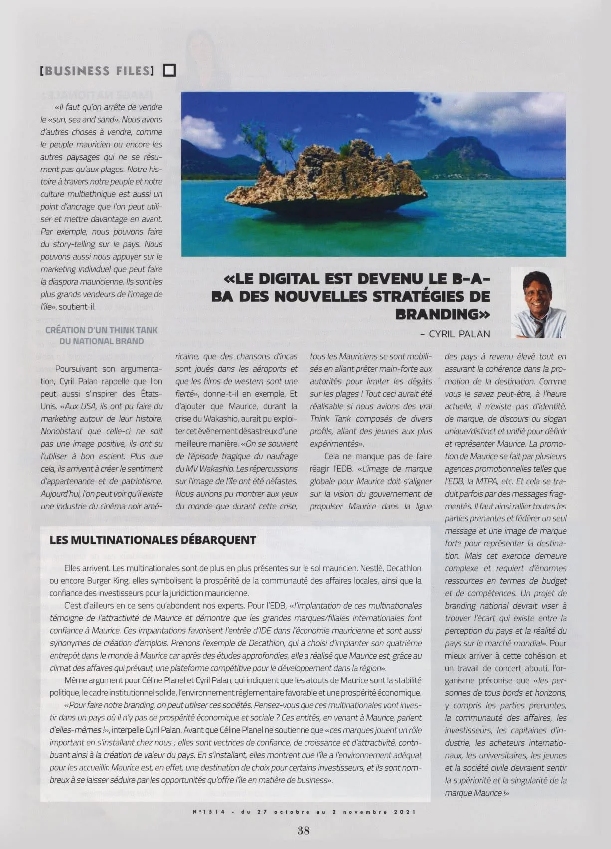 Business Magazine: National branding, part 3, 2021, Logos, Press excerpts, Logos Publicity Ltd, Mauritius