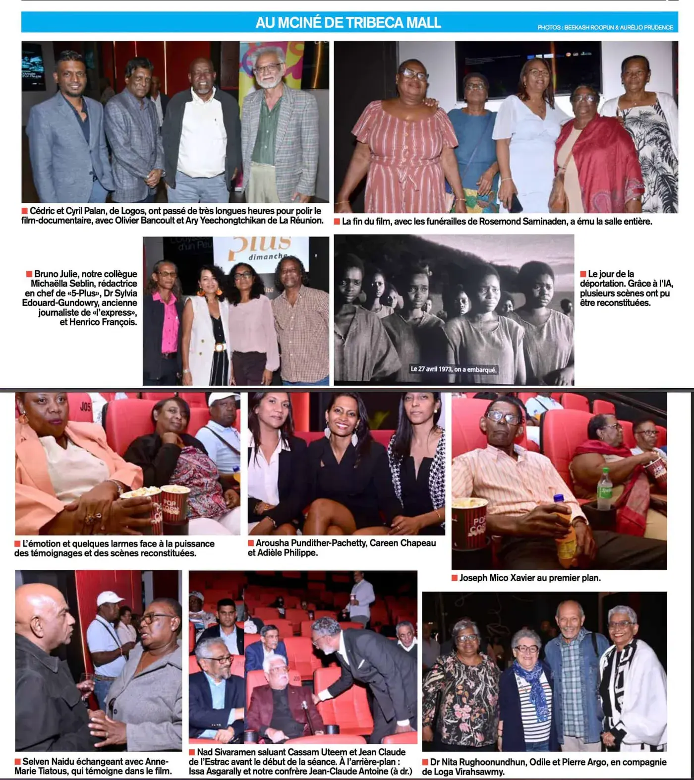 L’Express Samedi photographic coverage of the Chagos – La Haye documentary premiere, 1 August 2026, Chagos, Press excerpts, Logos Publicity Limited, Mauritius